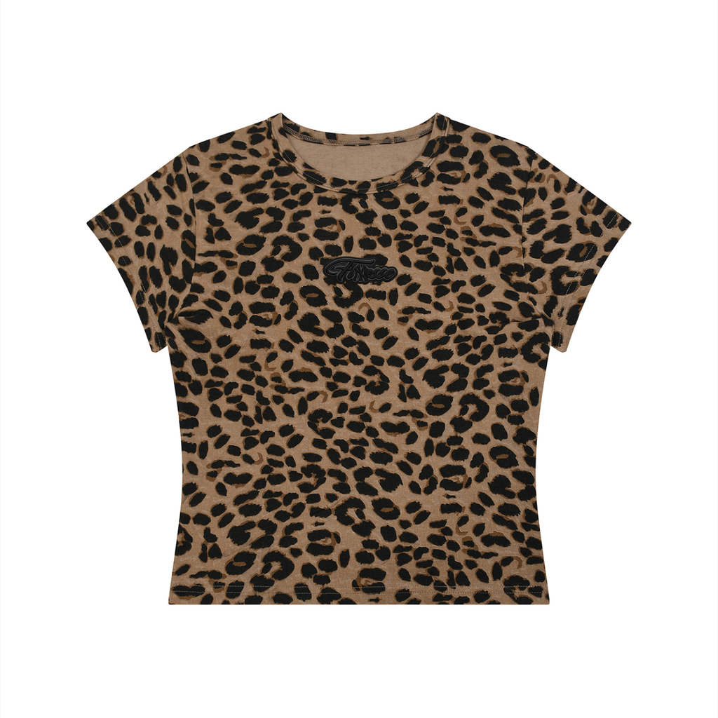 Finesse Women’s Leopard Print Crop T-Shirt