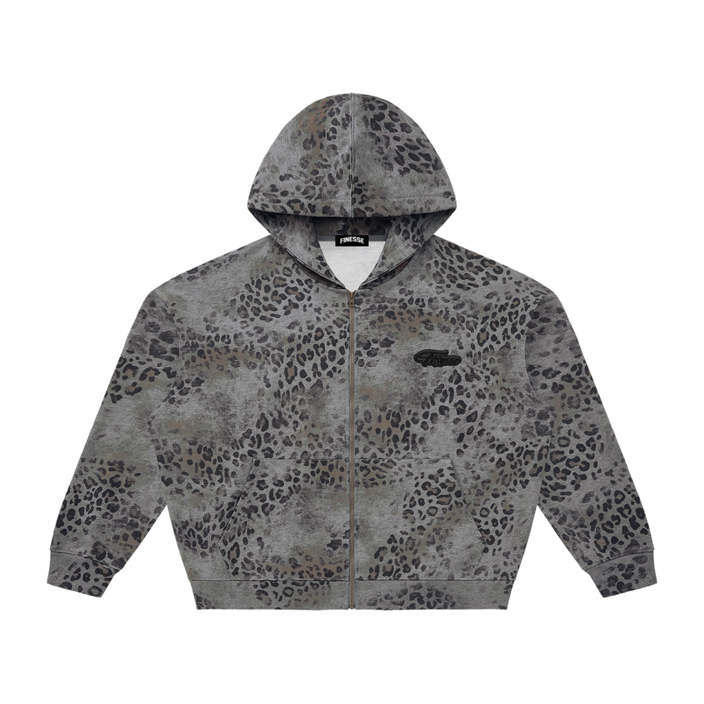 Finesse Vintage Wash Leopard Hoodie