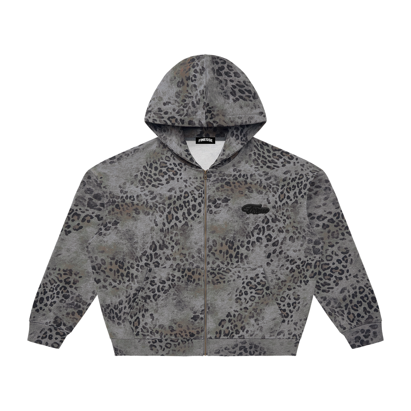 Finesse Vintage Wash Leopard Hoodie