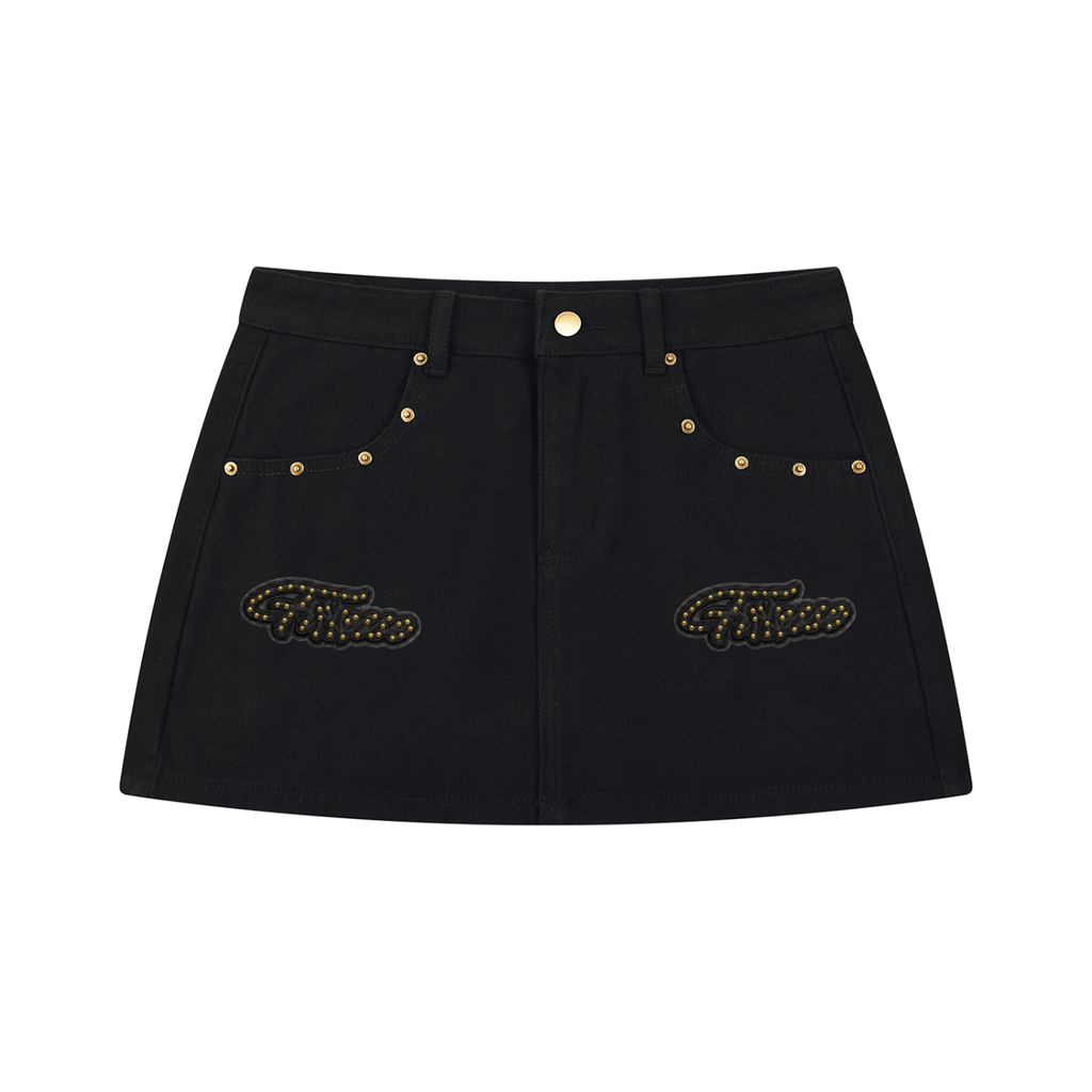 Finesse Women's Studded Denim Mini Skirt